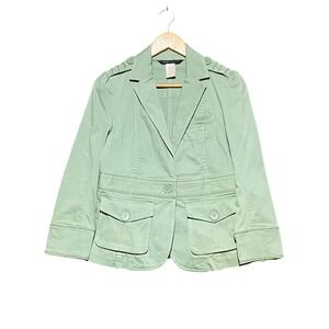 Marc‎ Jacobs Women's Size 8 Green Cotton Blend Military Style Blazer Jacket
